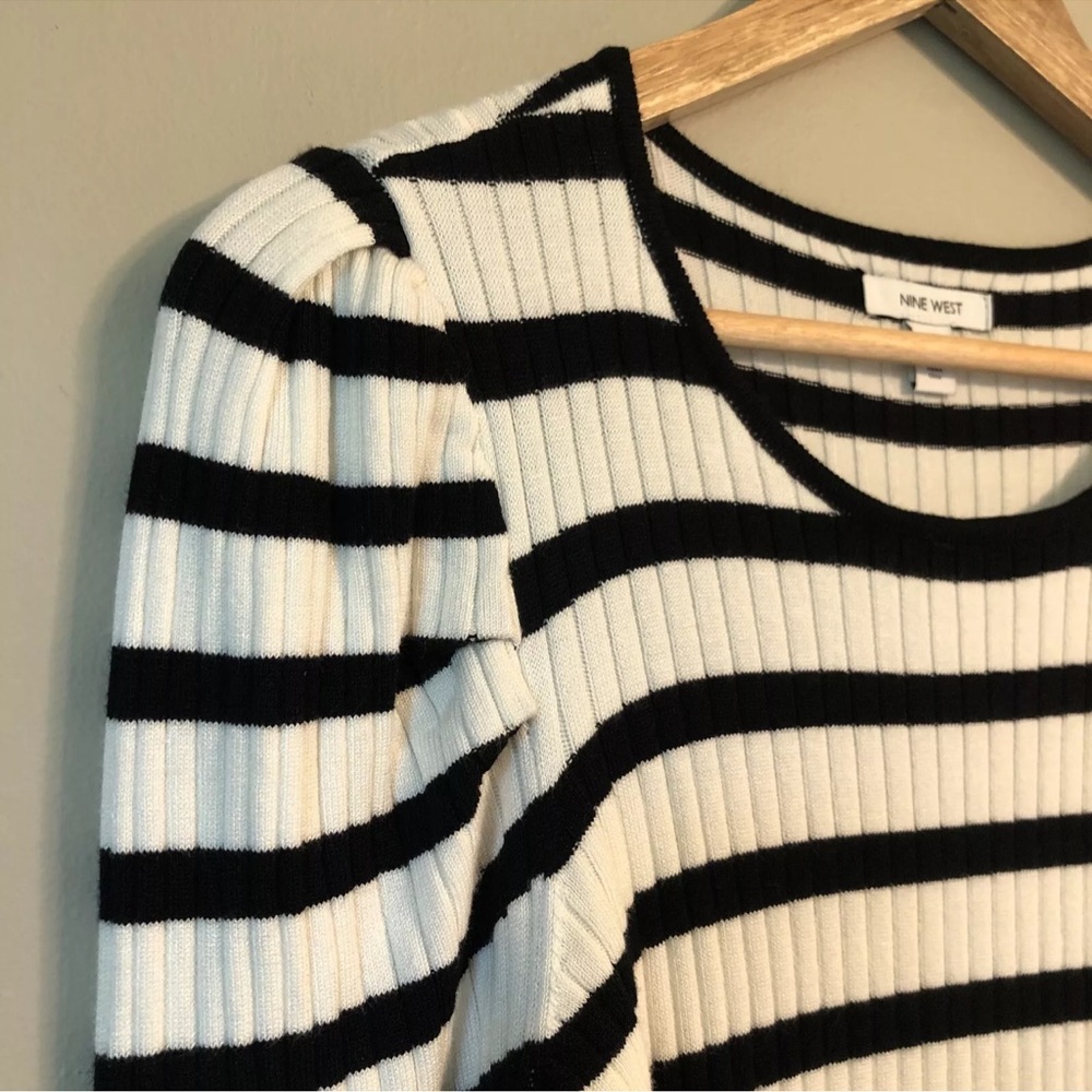 Nine West Women’s Ribbed design Puff sleeves Sweater - Picture 3 of 7